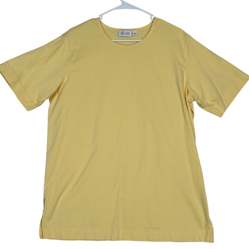 D&Co Denim & Company Bright Yellow‎ Short-Sleeve Tee Shirt Women's Size L
